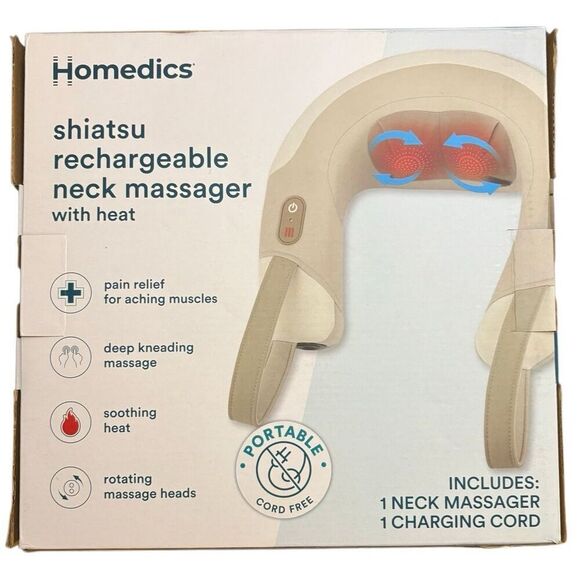 NEW HoMedics Shiatsu Rechargeable Neck Massager Heat Deep-Kneading Shiatsu Massa - Picture 6 of 9